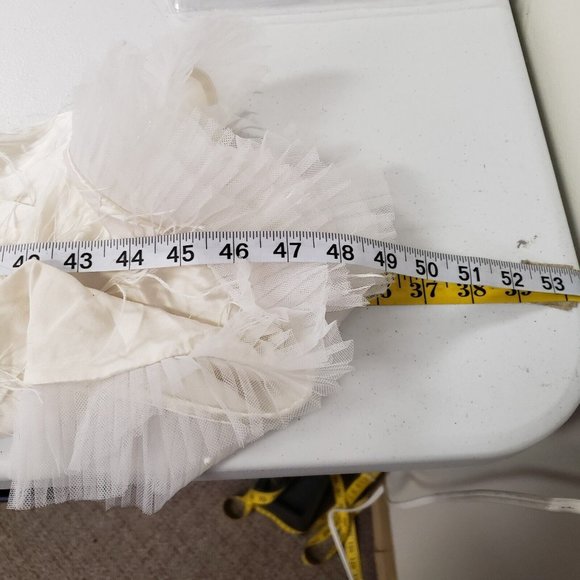 Hill House Womens White Silk Wrap Robe Size XS Beaded Feathers Tulle V-Neck Luxe - Picture 7 of 12